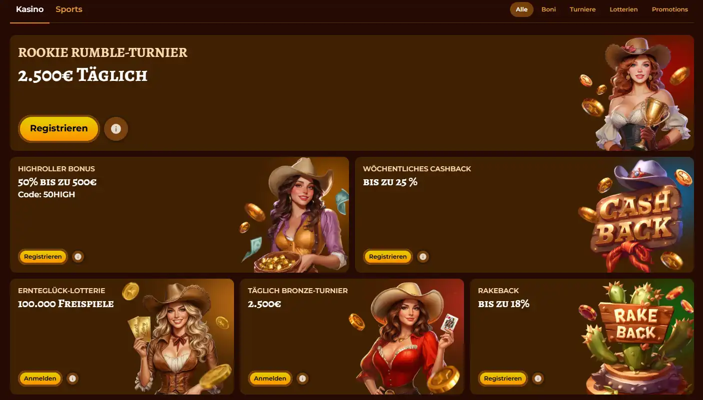 Aktuelle Playjonny Promotionsseite mit Casino Bonusangeboten